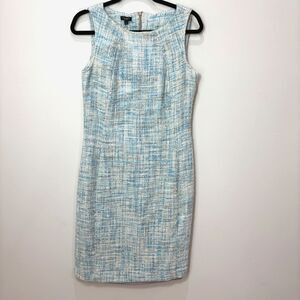 Talbots Light Blue Tweed Dress Women 10 Sleeveless Sheath Office Academia Career